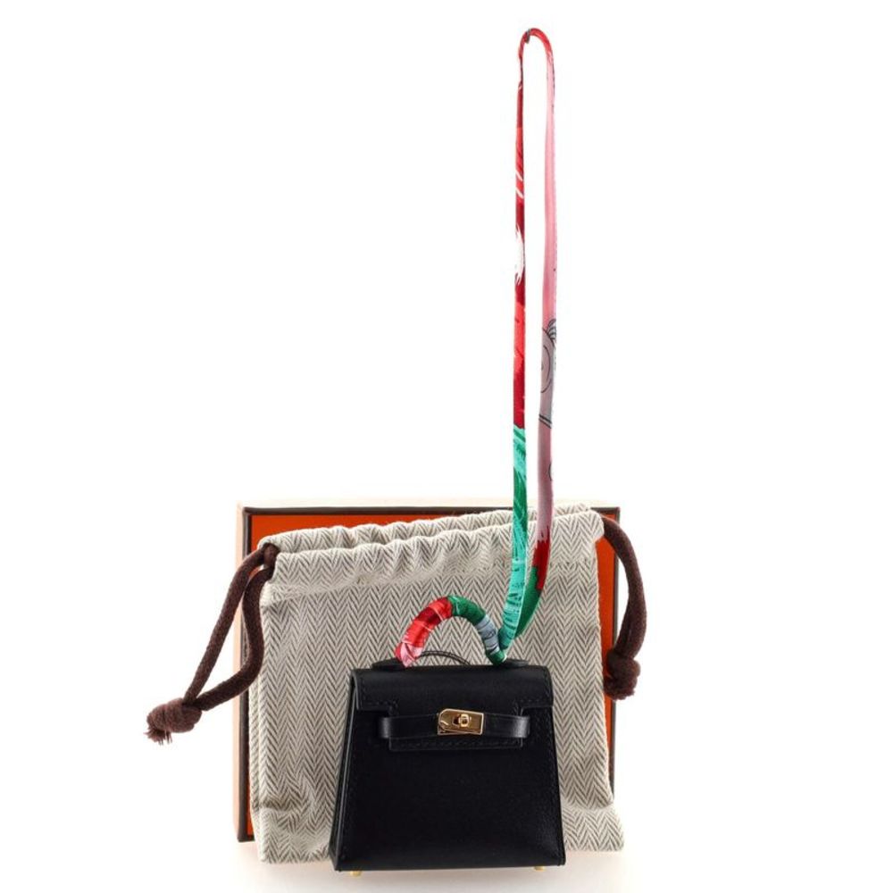 Hermes Kelly Twilly Bag Charm Tadelakt Black - Picture 2 of 5
